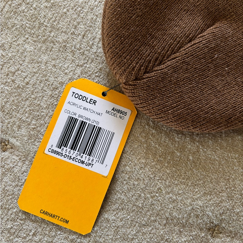 Carhartt Brown Cuffed Beanie with Logo Patch - Picture 2 of 2